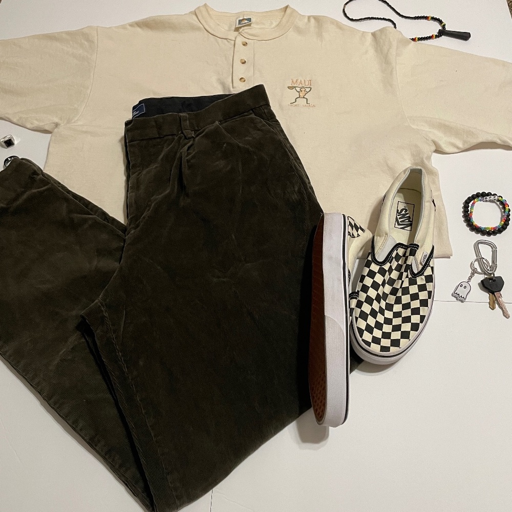 VINTAGE 90's Men's Brown Recode Corduroy Relaxed Chino Dockers Pants 38x32